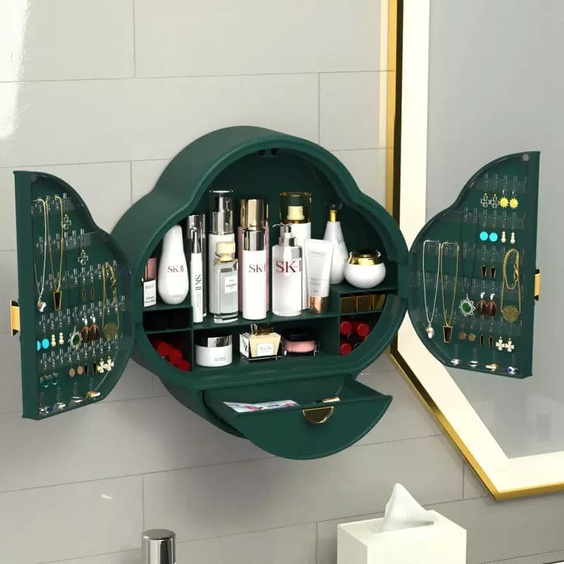 Self Adhesive Dust Proof Storage Box, Walnut Bathroom Jewelry Storage Box, Bathroom Wall-mounted Makeup Organizer, Punch-free Necklace Earring Storage Rack, Perforated Free Cosmetic Dustproof Waterproof Rack Self Adhesive Dust Proof Storage Box, Walnut Bathroom Jewelry Storage Box, Bathroom Wall-mounted Makeup Organizer, Punch-free Necklace Earring Storage Rack, Perforated Free Cosmetic Dustproof Waterproof Rack